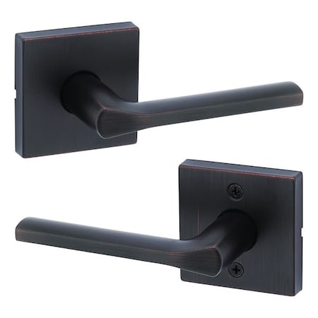 Kwikset Lisbon Lever with Square Rose Passage Door Lock with 6AL Latch and RCS Strike Venetian Bronze Finish 720LSLSQT-11P
